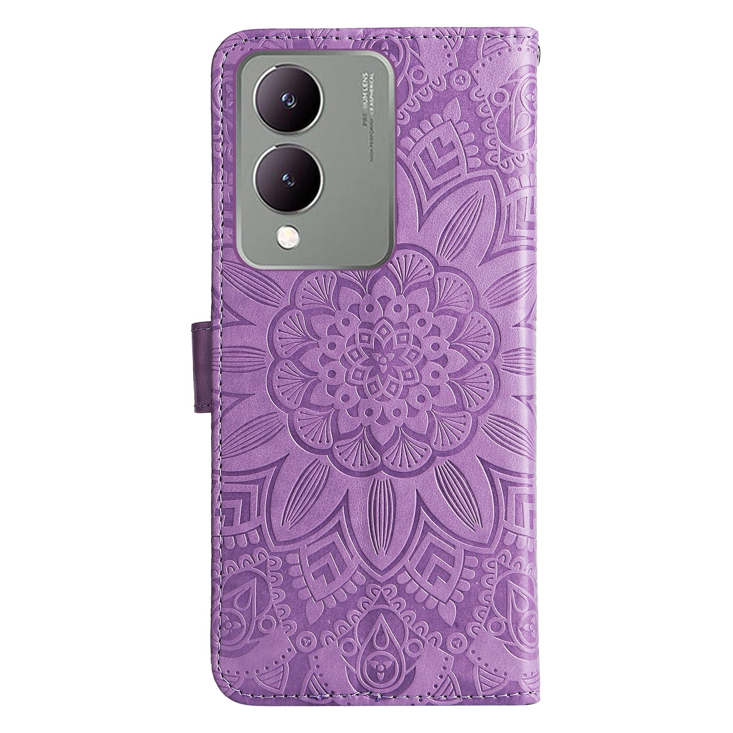 For vivo Y17s Sunflower Embossed Leather Wallet Phone Case with Kickstand and Card Holder