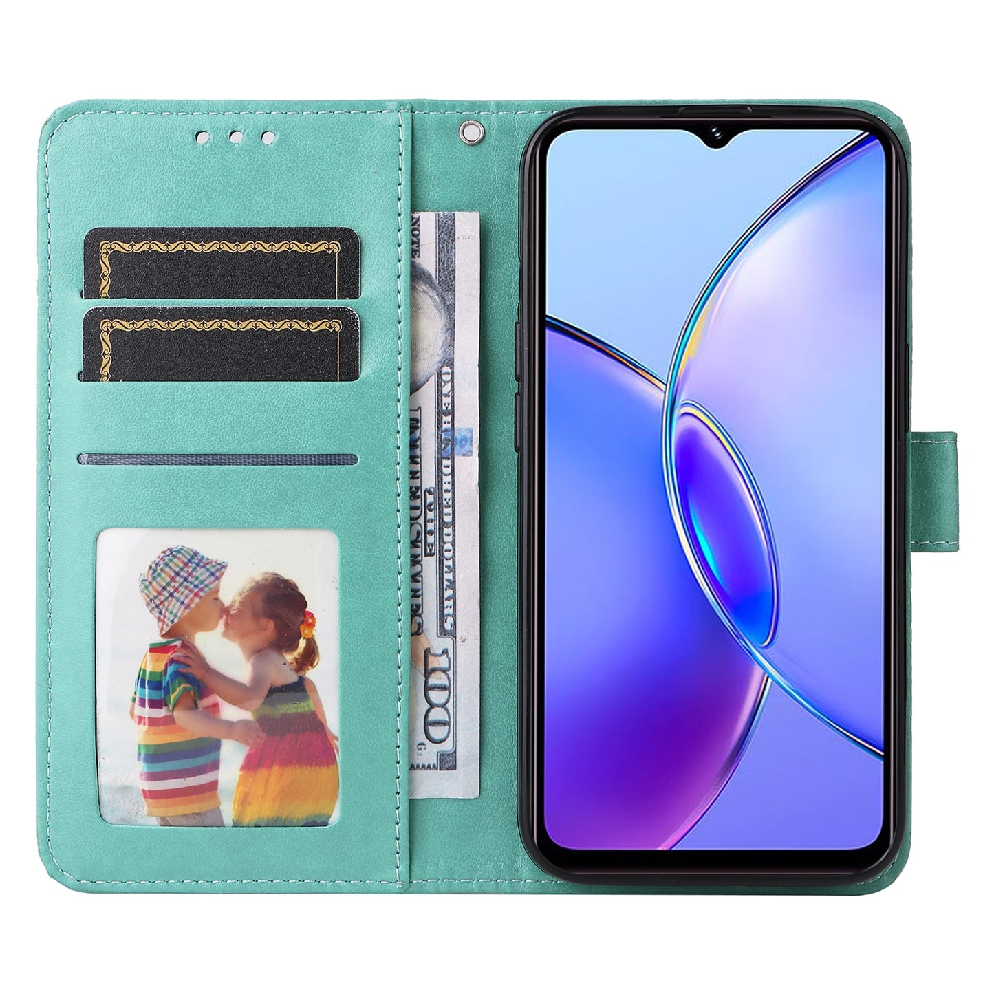 For vivo Y17s Sunflower Embossed Leather Wallet Phone Case with Kickstand and Card Holder
