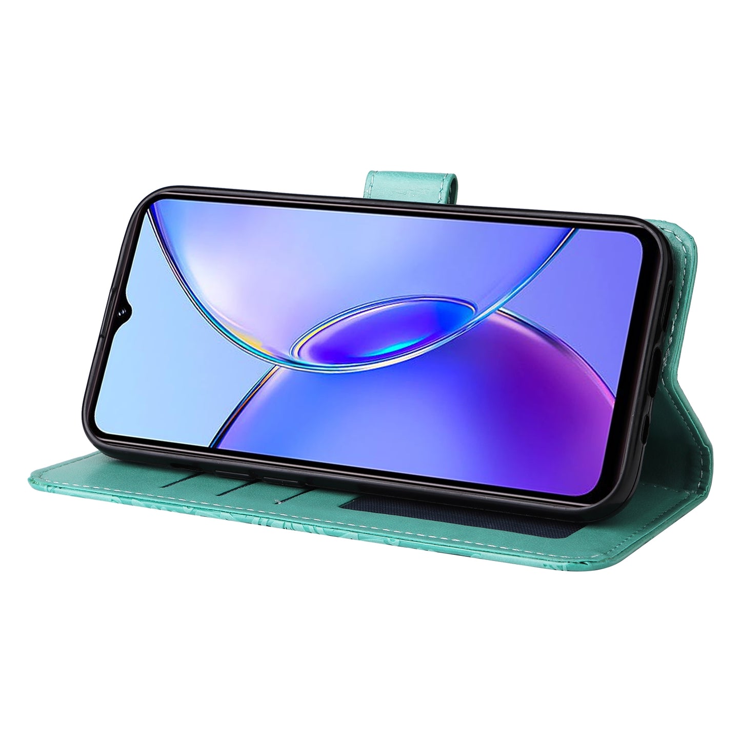 For vivo Y17s Sunflower Embossed Leather Wallet Phone Case with Kickstand and Card Holder