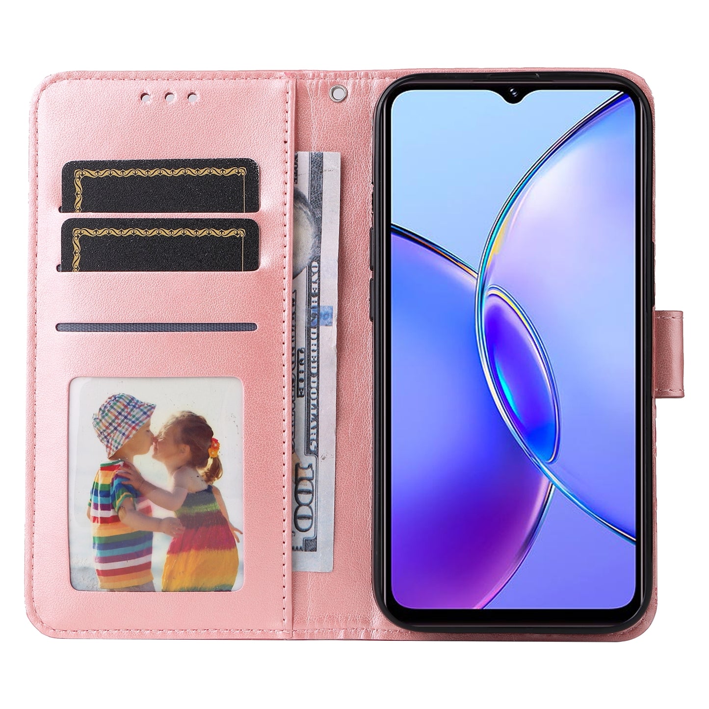 For vivo Y17s Sunflower Embossed Leather Wallet Phone Case with Kickstand and Card Holder