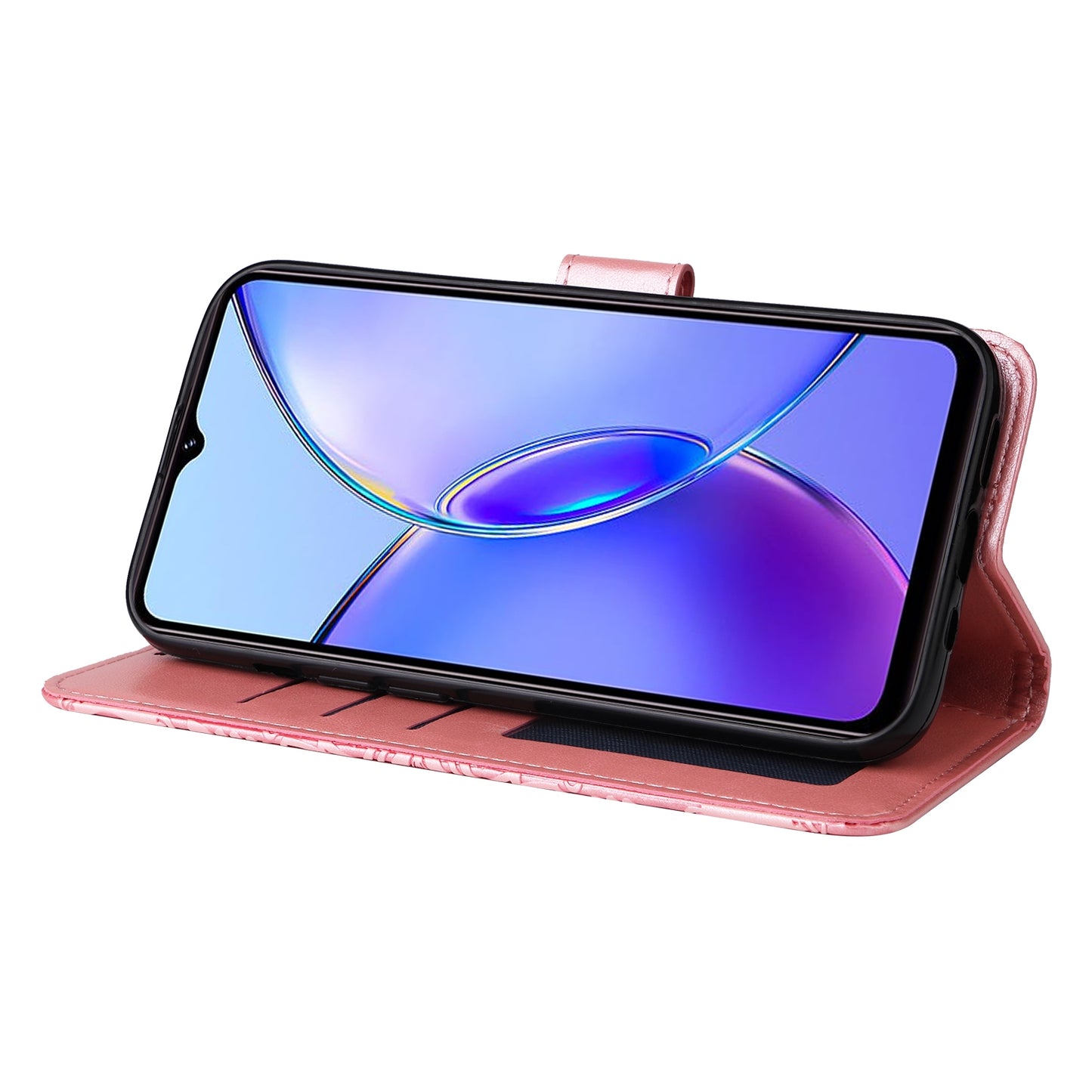 For vivo Y17s Sunflower Embossed Leather Wallet Phone Case with Kickstand and Card Holder