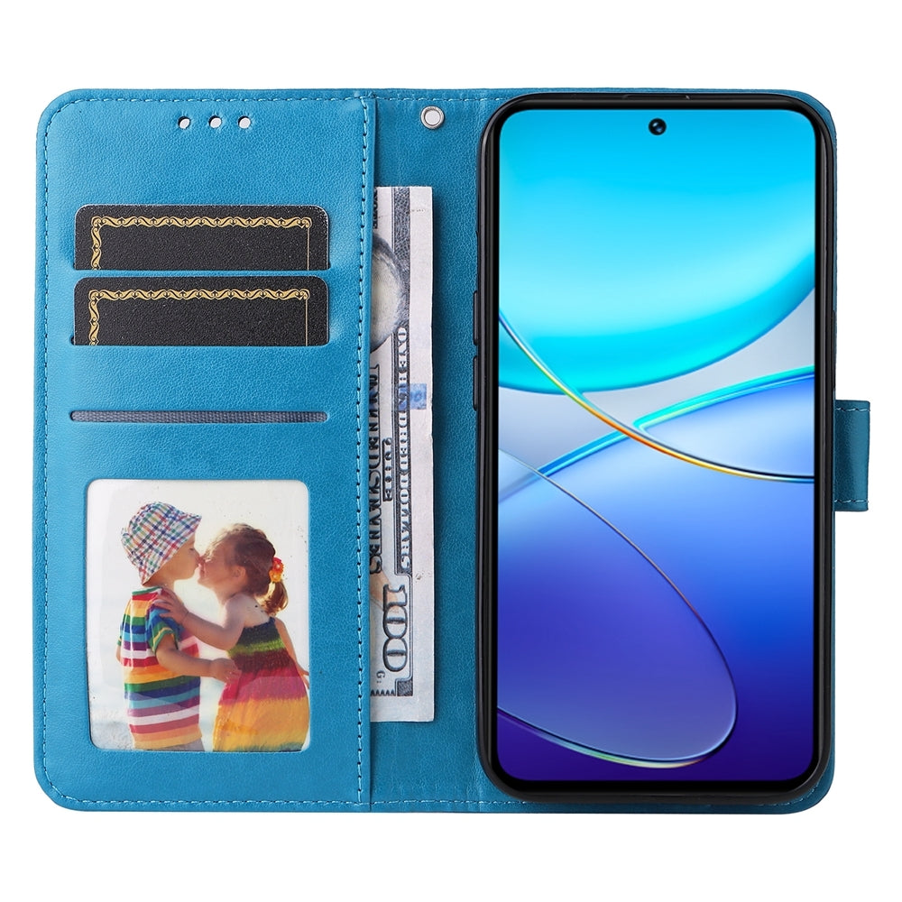 For vivo Y200e 5G Global Sunflower Embossed Leather Wallet Phone Case with Kickstand and Card Holder