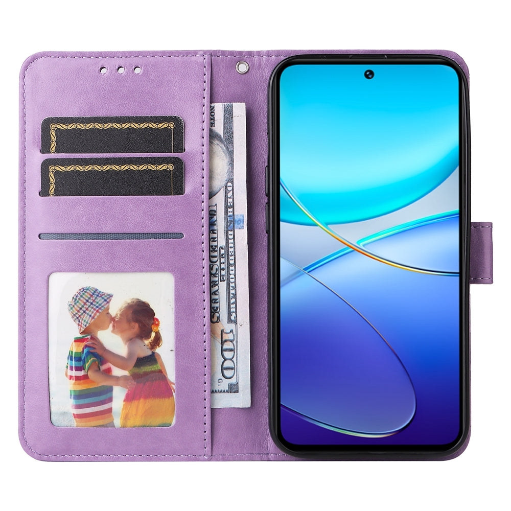 For vivo Y200e 5G Global Sunflower Embossed Leather Wallet Phone Case with Kickstand and Card Holder