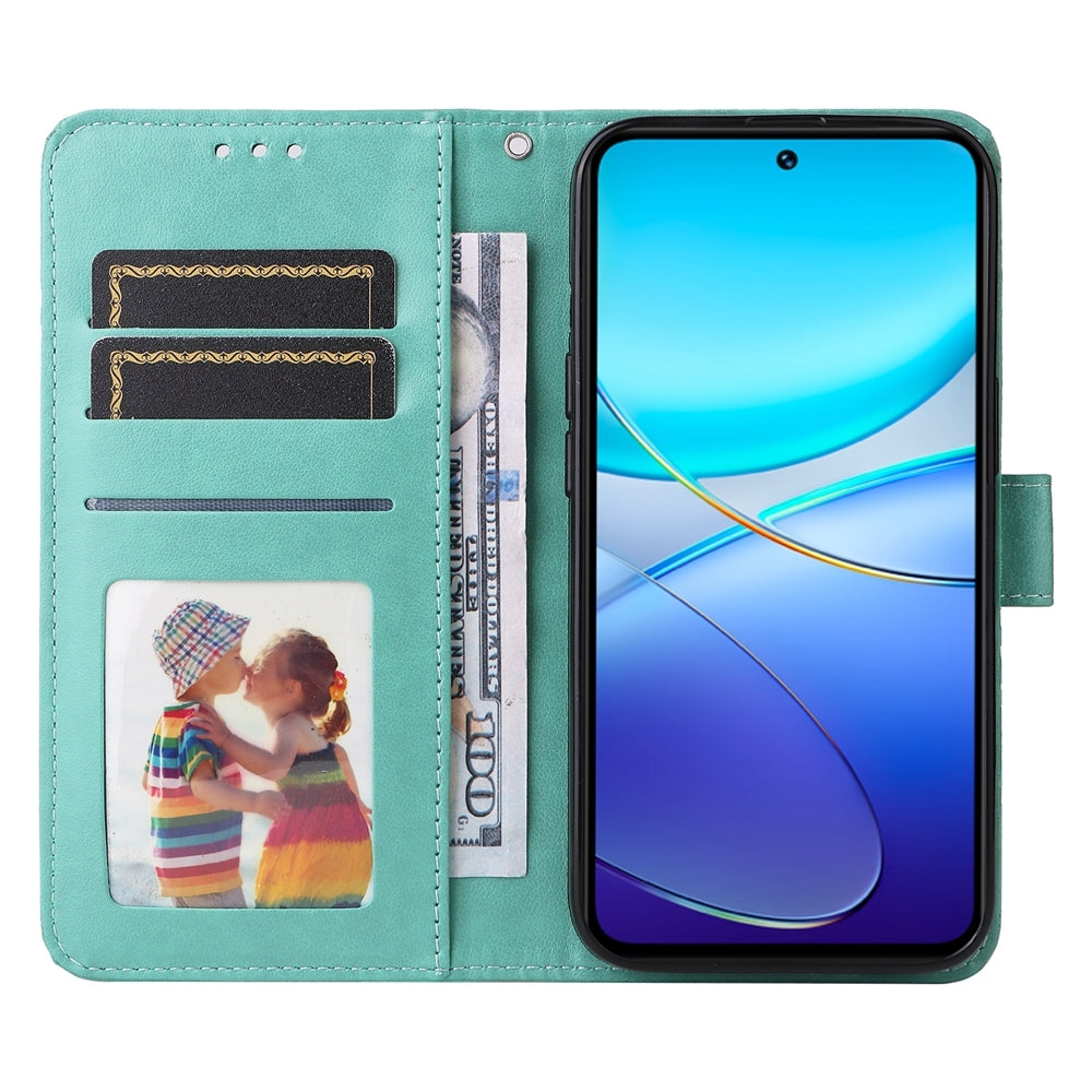 For vivo Y200e 5G Global Sunflower Embossed Leather Wallet Phone Case with Kickstand and Card Holder