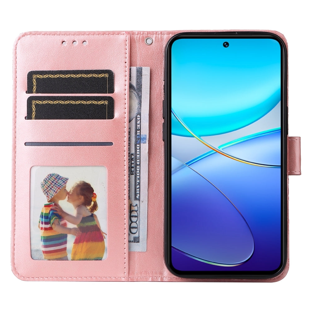 For vivo Y200e 5G Global Sunflower Embossed Leather Wallet Phone Case with Kickstand and Card Holder