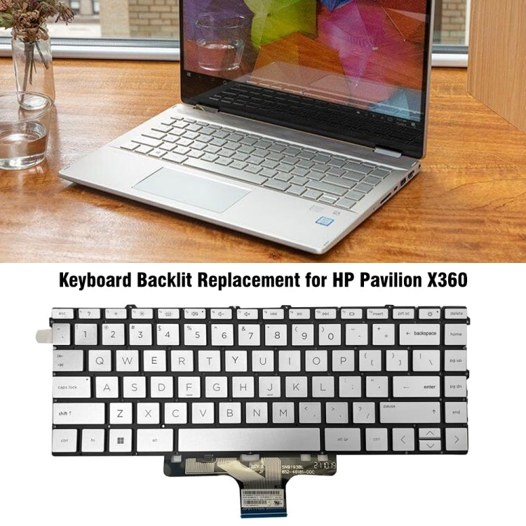 HP Pavilion X360 14-DW US Version Silver Backlit Keyboard Replacement - Fits Perfectly, Professional Installation Recommended