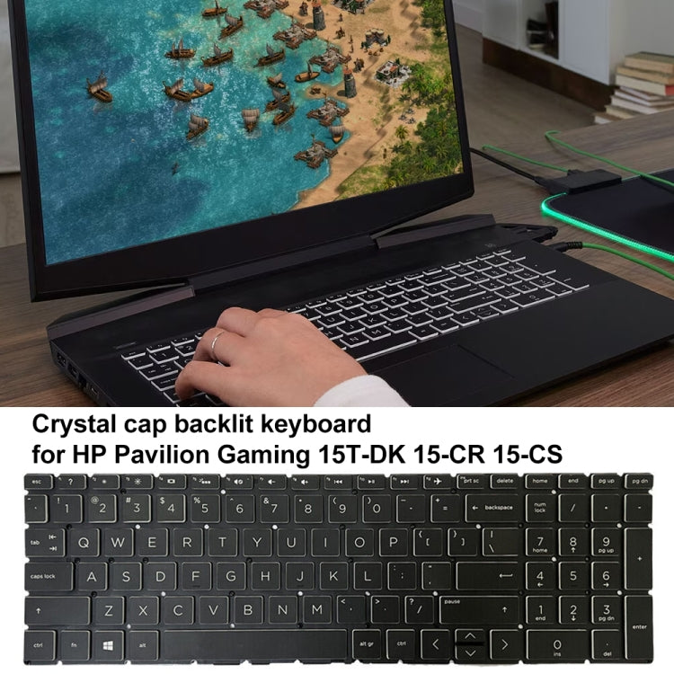 HP Pavilion Gaming 15-DK US Version Backlit Keyboard Replacement - Crystal Cap, Professional Installation Recommended