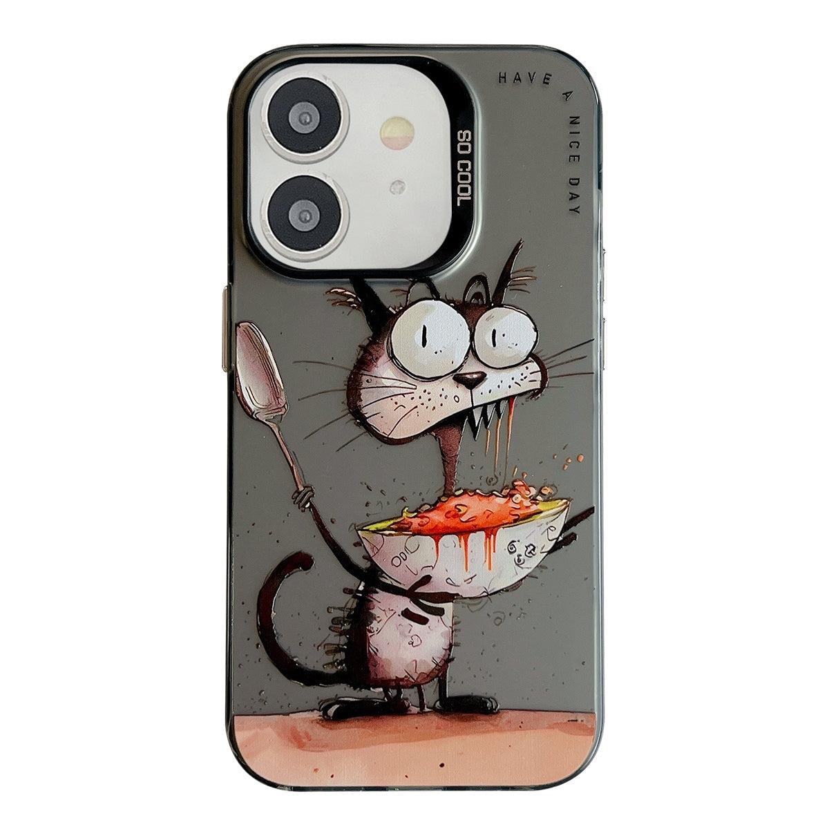 For iPhone 11 Case - Animal Oil Painting Design, Durable PC + TPU Cover