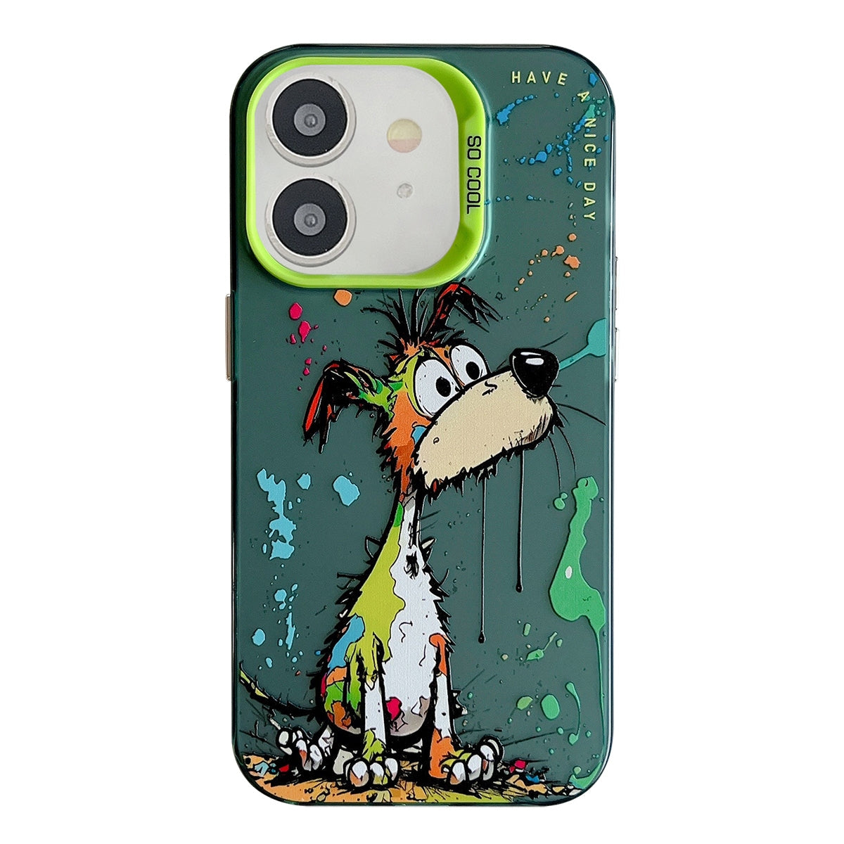 For iPhone 11 Case - Animal Oil Painting Design, Durable PC + TPU Cover