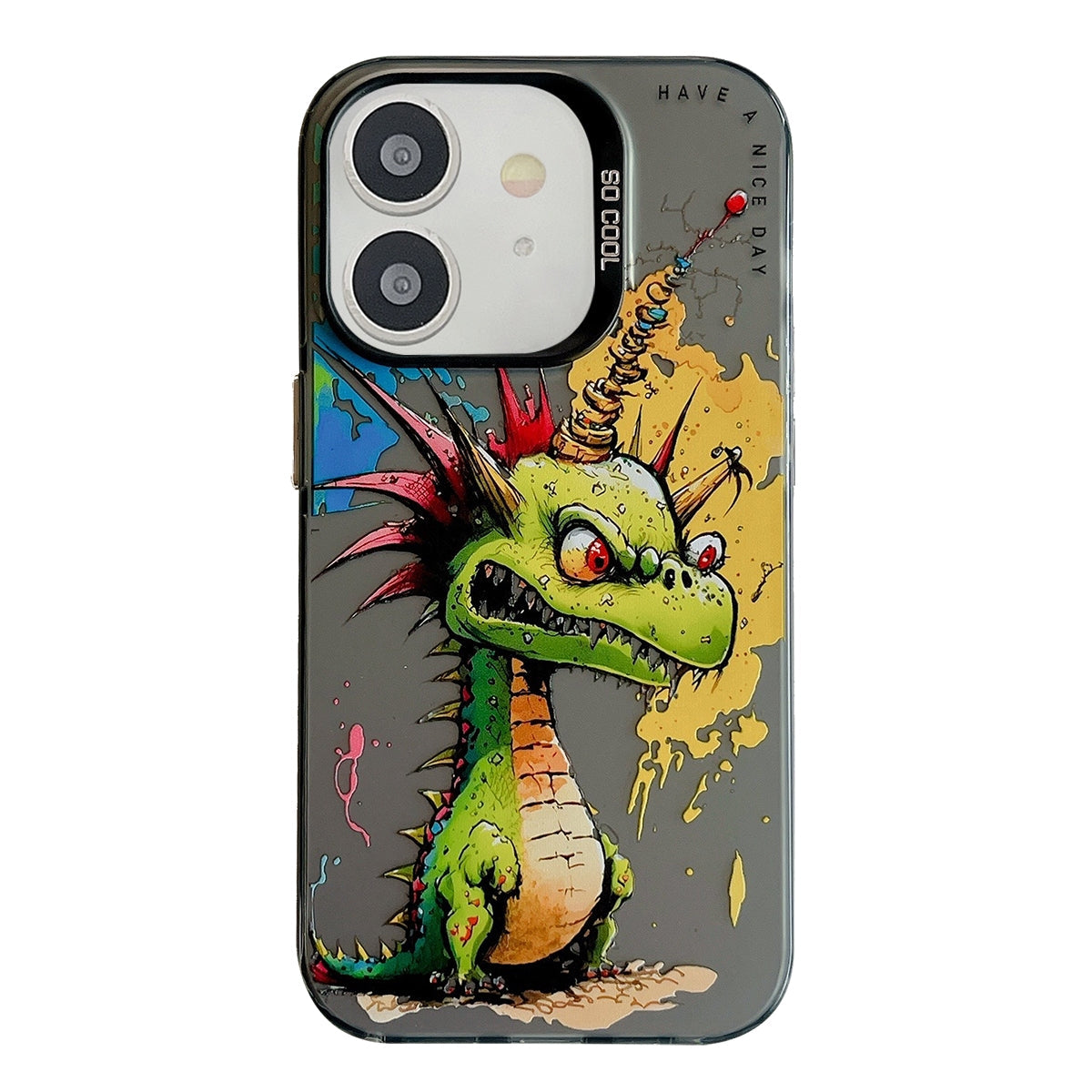 For iPhone 11 Case - Animal Oil Painting Design, Durable PC + TPU Cover