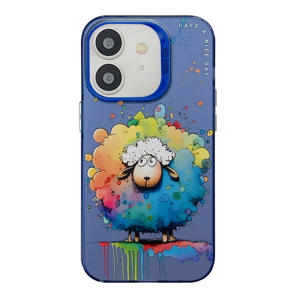 For iPhone 12 Case - Animal Oil Painting Design, Durable PC + TPU Cover