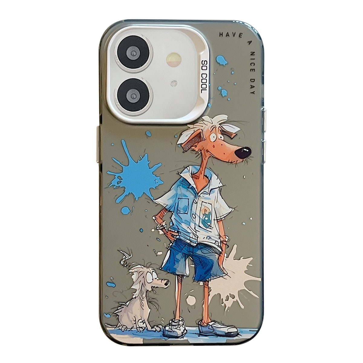 For iPhone 11 Case - Animal Oil Painting Design, Durable PC + TPU Cover