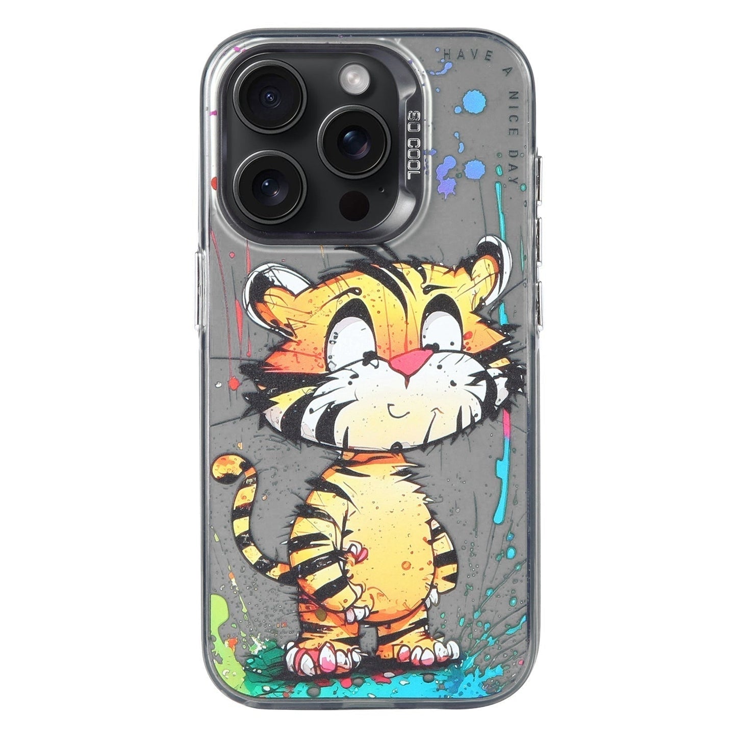 For iPhone 13 Pro Case - Animal Oil Painting Design, Durable PC + TPU Cover