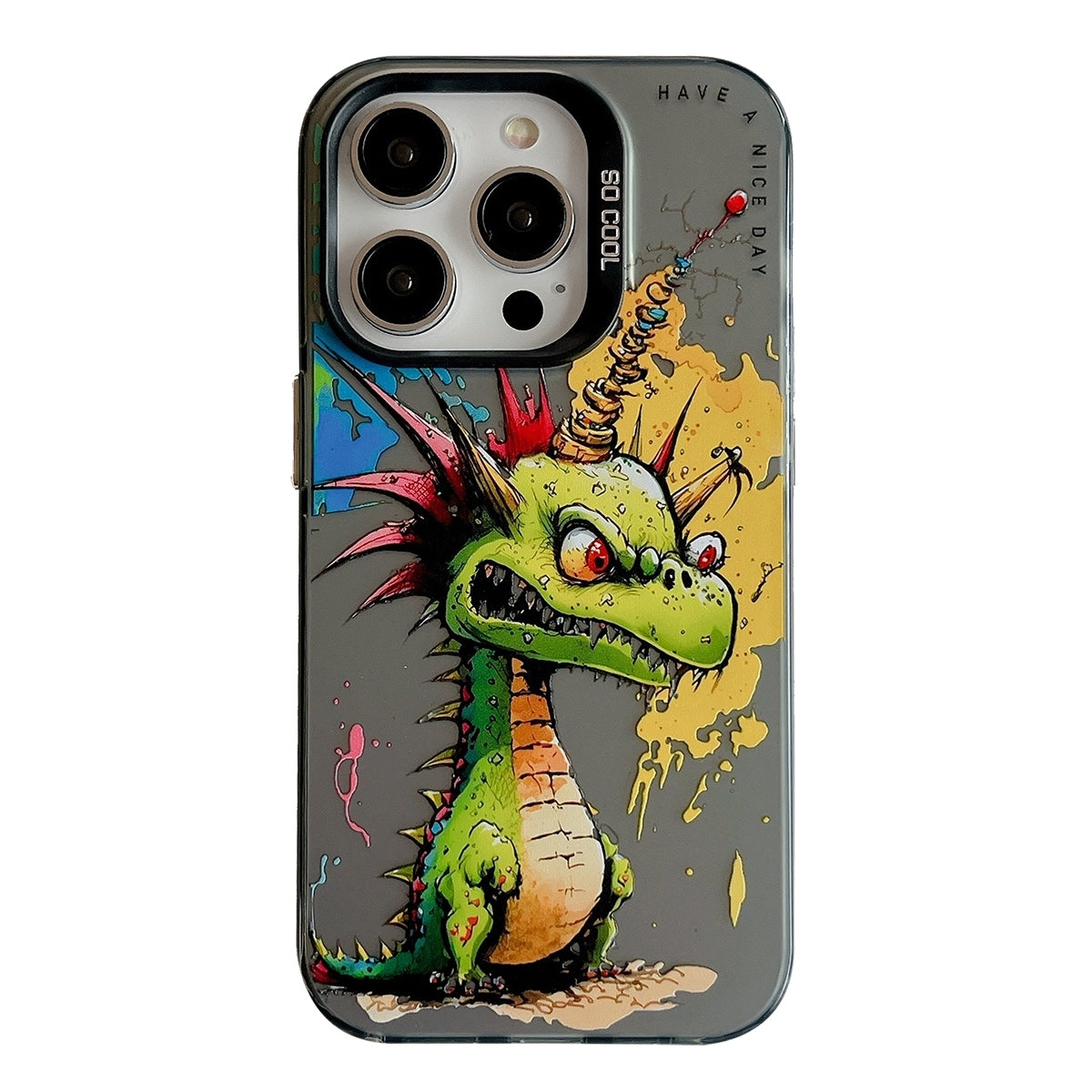 For iPhone 13 Pro Case - Animal Oil Painting Design, Durable PC + TPU Cover