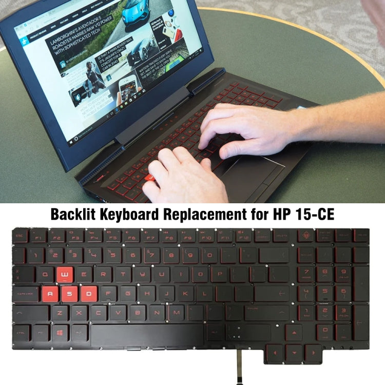 HP 15-CE US Version Backlit Laptop Keyboard Replacement - Fully Tested, Professional Installation Recommended