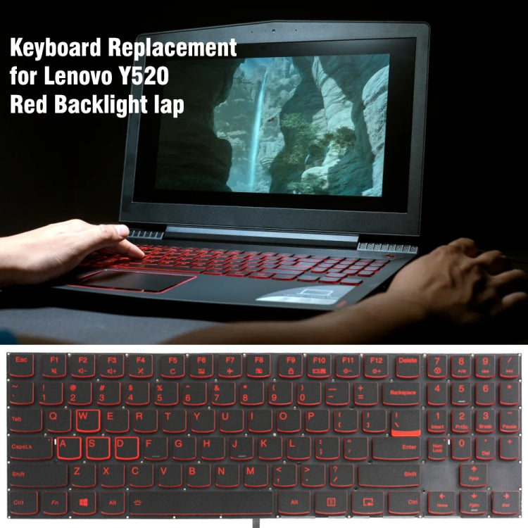 Lenovo Y520 US Version Backlit Laptop Keyboard Replacement (Red Letters) - Fully Compatible, New Condition