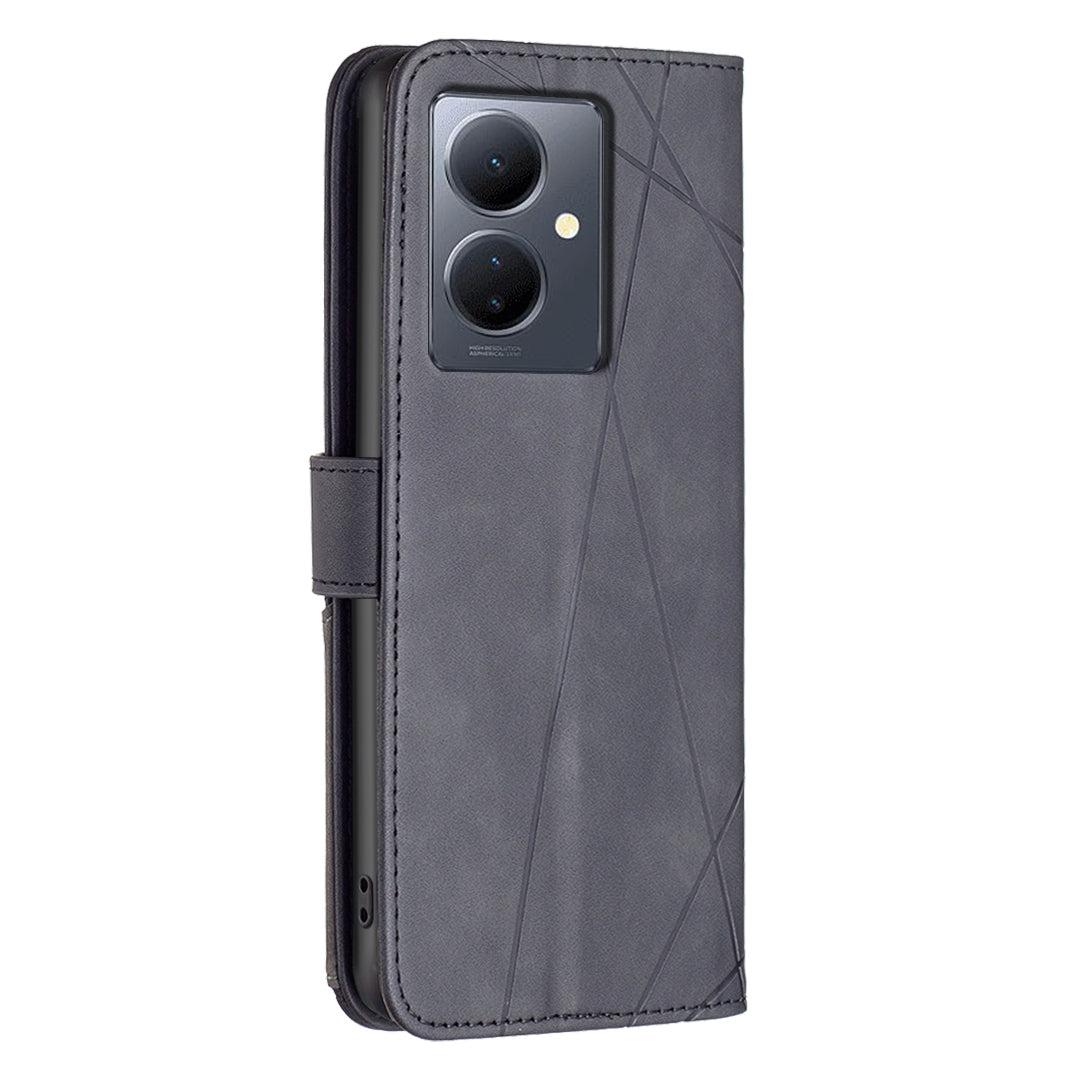 For vivo Y78 5G Rhombus Texture Leather Phone Case with Magnetic Buckle and Card Holder