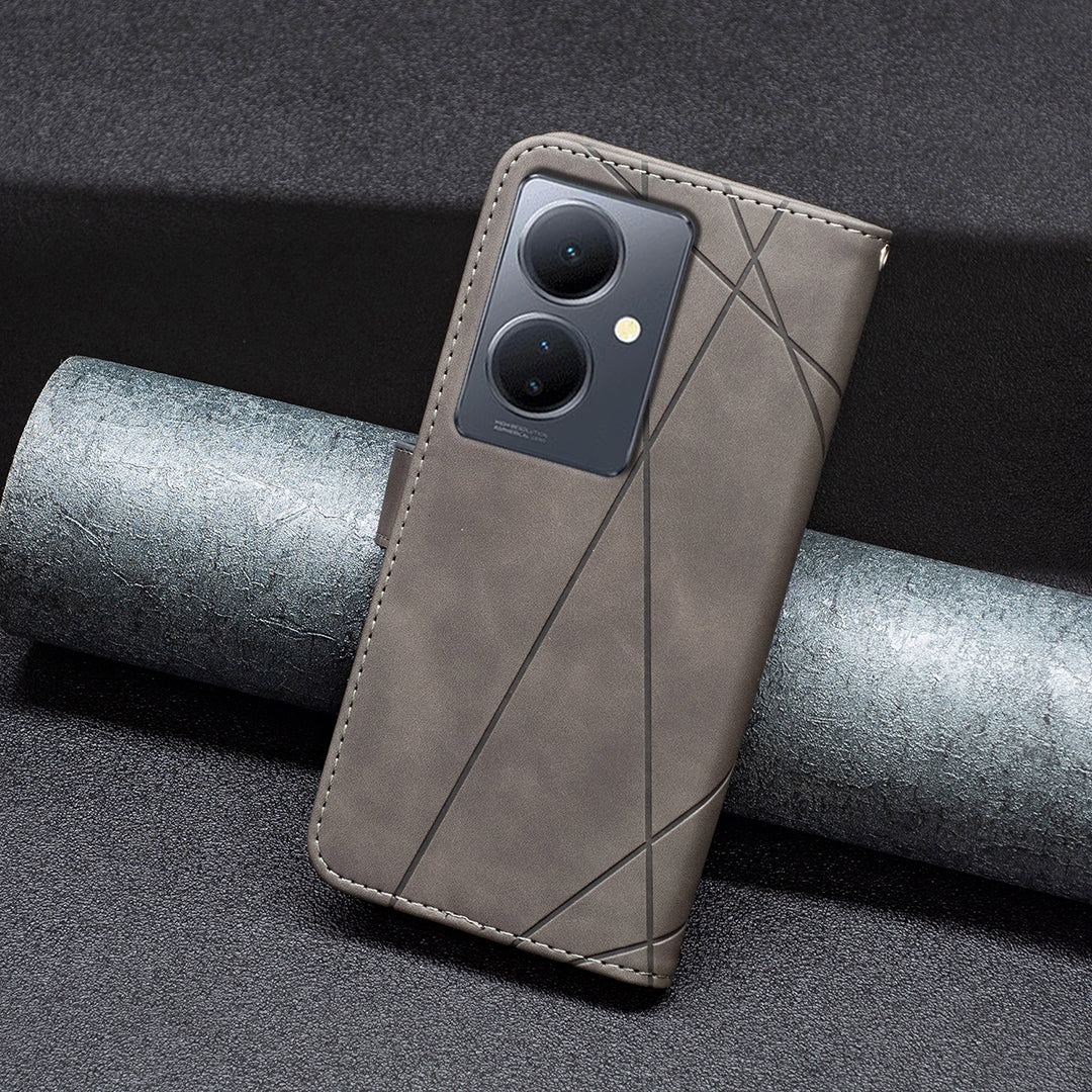 For vivo Y78 5G Rhombus Texture Leather Phone Case with Magnetic Buckle and Card Holder