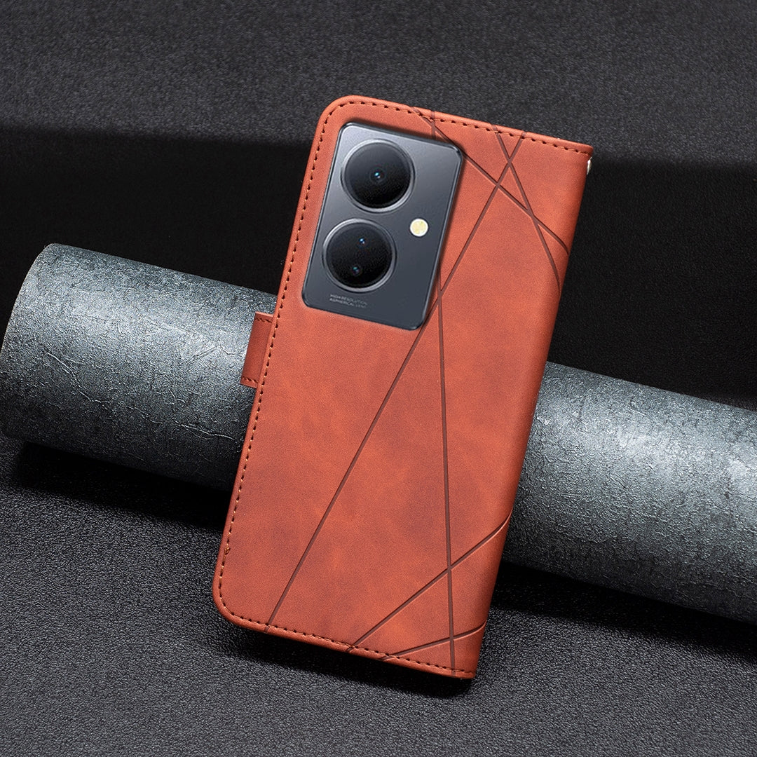 For vivo Y78 5G Rhombus Texture Leather Phone Case with Magnetic Buckle and Card Holder