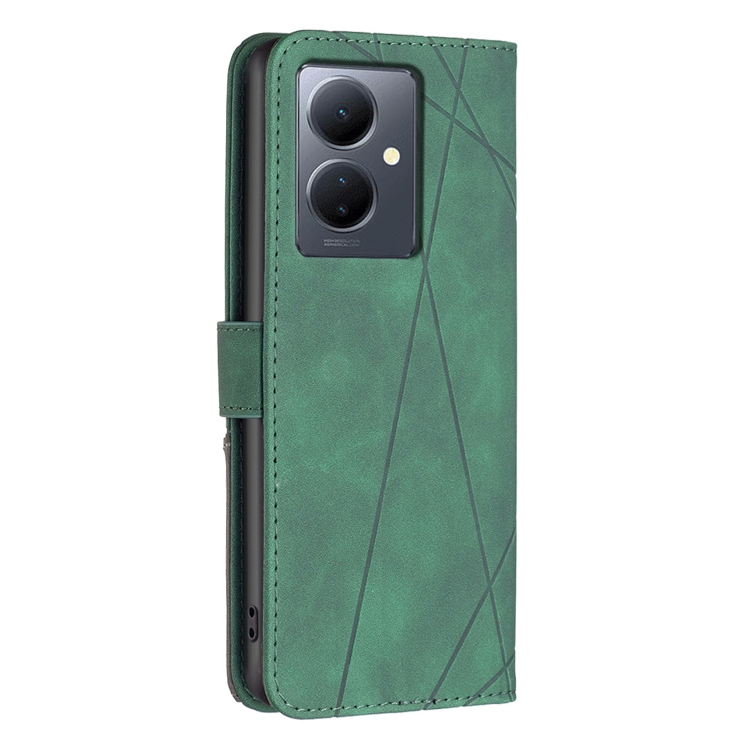For vivo Y78 5G Rhombus Texture Leather Phone Case with Magnetic Buckle and Card Holder