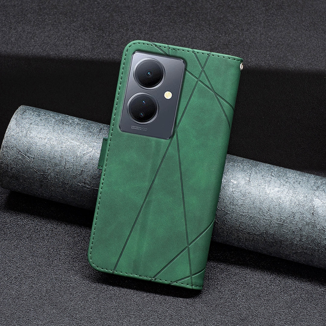 For vivo Y78 5G Rhombus Texture Leather Phone Case with Magnetic Buckle and Card Holder