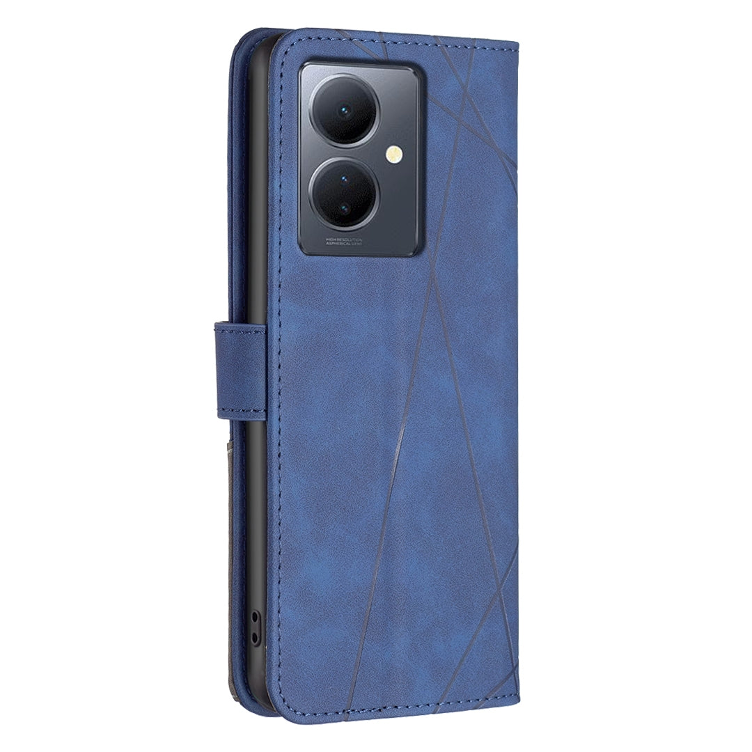 For vivo Y78 5G Rhombus Texture Leather Phone Case with Magnetic Buckle and Card Holder