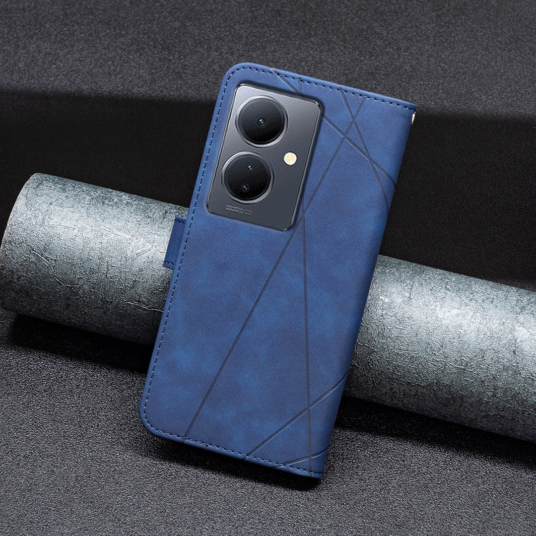 For vivo Y78 5G Rhombus Texture Leather Phone Case with Magnetic Buckle and Card Holder