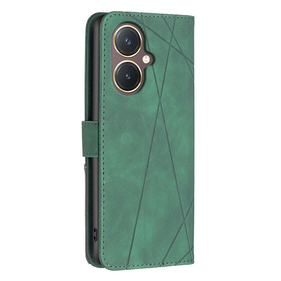 For vivo Y27 4G Rhombus Texture Leather Phone Case with Magnetic Buckle and Card Holder