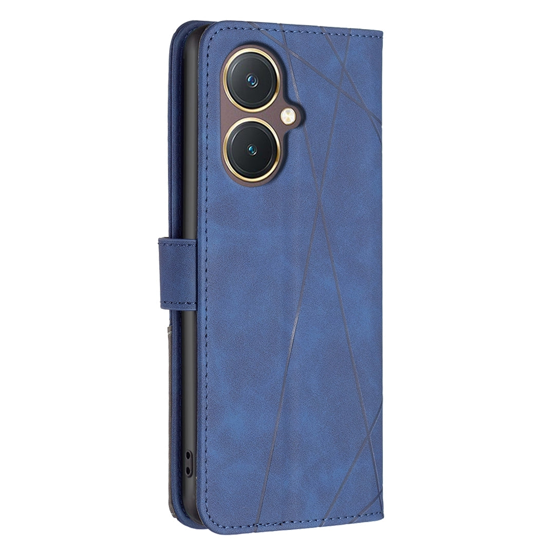 For vivo Y27 4G Rhombus Texture Leather Phone Case with Magnetic Buckle and Card Holder