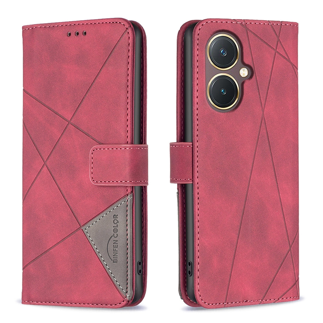 For vivo Y27 4G Rhombus Texture Leather Phone Case with Magnetic Buckle and Card Holder