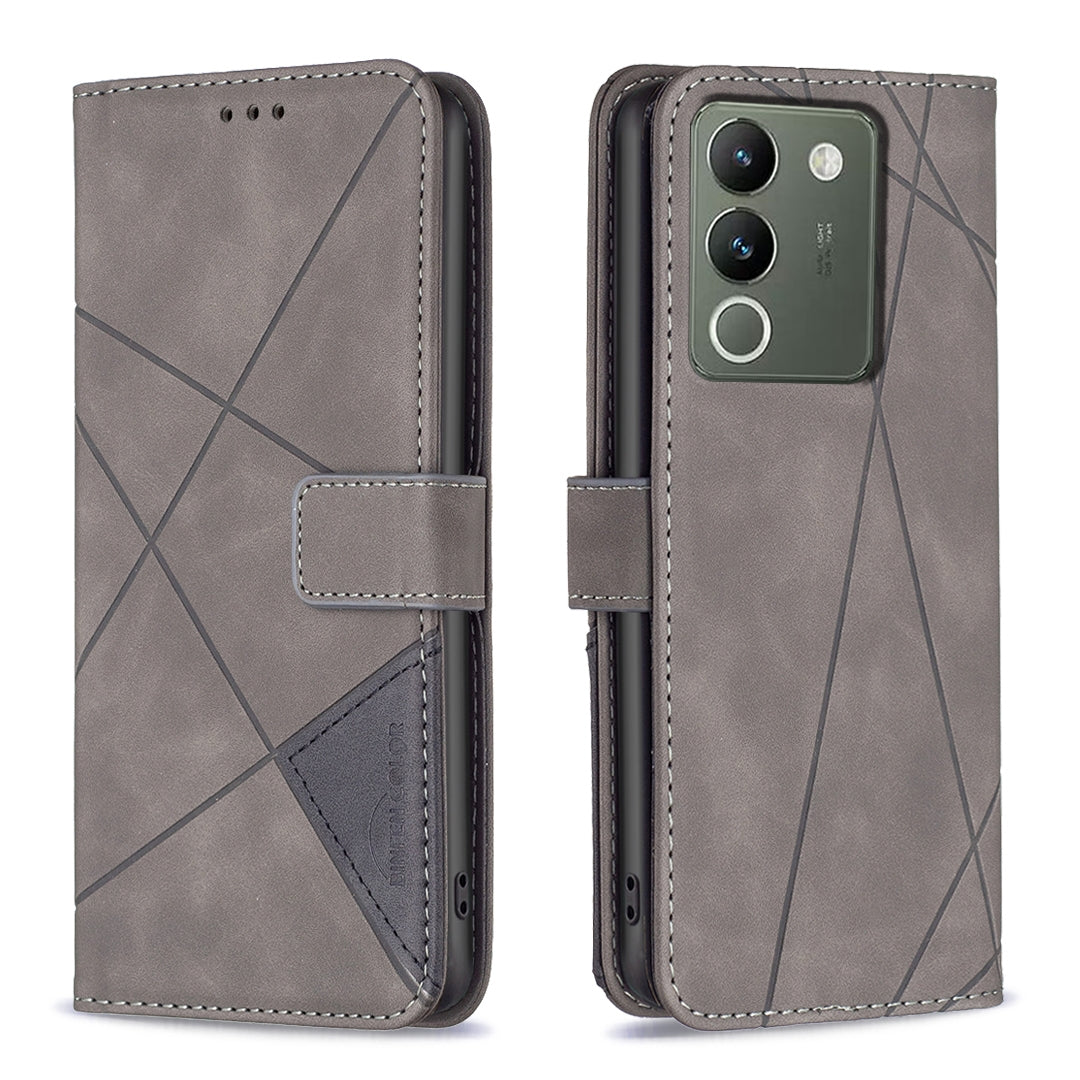 For vivo Y200 5G Rhombus Texture Leather Phone Case with Magnetic Buckle and Card Holder