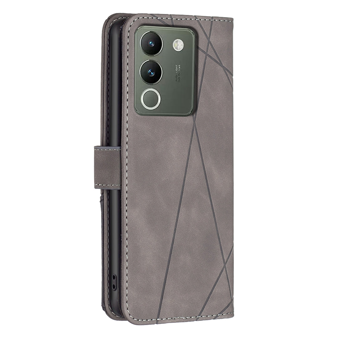 For vivo Y200 5G Rhombus Texture Leather Phone Case with Magnetic Buckle and Card Holder