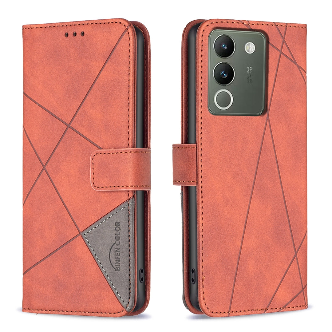 For vivo Y200 5G Rhombus Texture Leather Phone Case with Magnetic Buckle and Card Holder