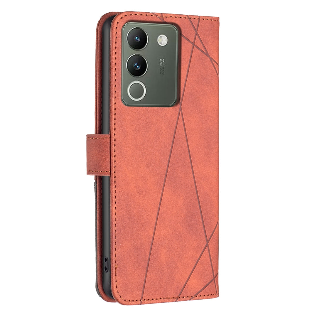 For vivo Y200 5G Rhombus Texture Leather Phone Case with Magnetic Buckle and Card Holder
