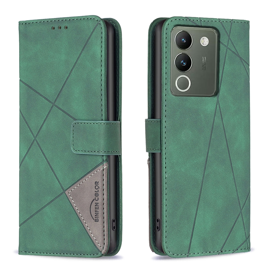 For vivo Y200 5G Rhombus Texture Leather Phone Case with Magnetic Buckle and Card Holder
