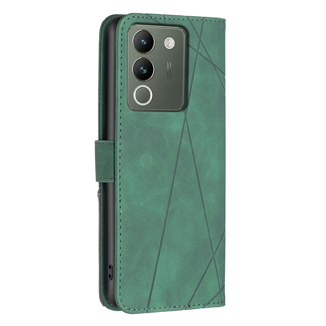 For vivo Y200 5G Rhombus Texture Leather Phone Case with Magnetic Buckle and Card Holder