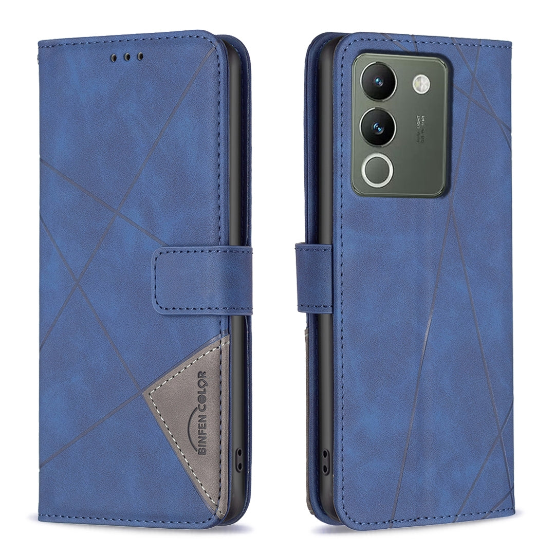 For vivo Y200 5G Rhombus Texture Leather Phone Case with Magnetic Buckle and Card Holder