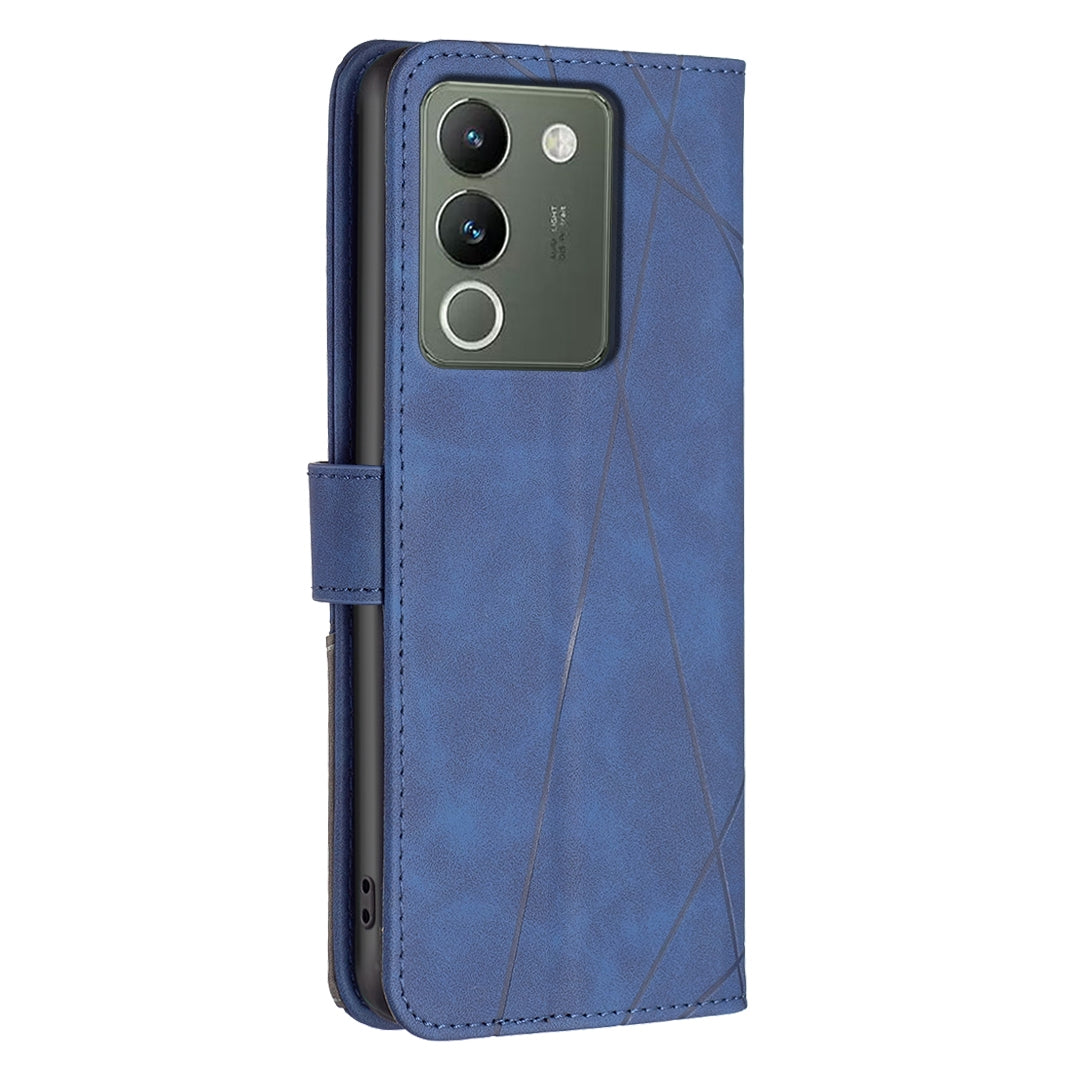 For vivo Y200 5G Rhombus Texture Leather Phone Case with Magnetic Buckle and Card Holder