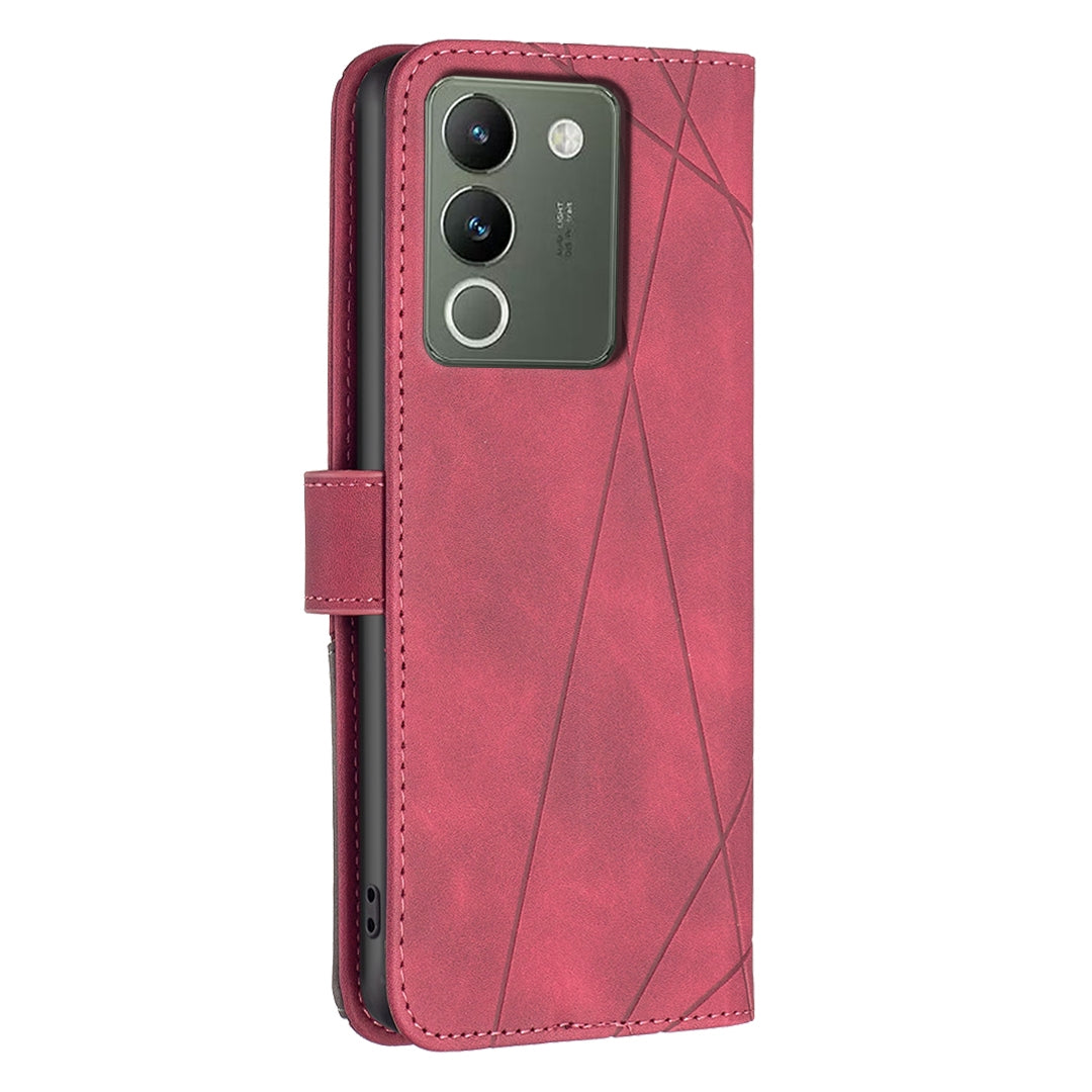 For vivo Y200 5G Rhombus Texture Leather Phone Case with Magnetic Buckle and Card Holder