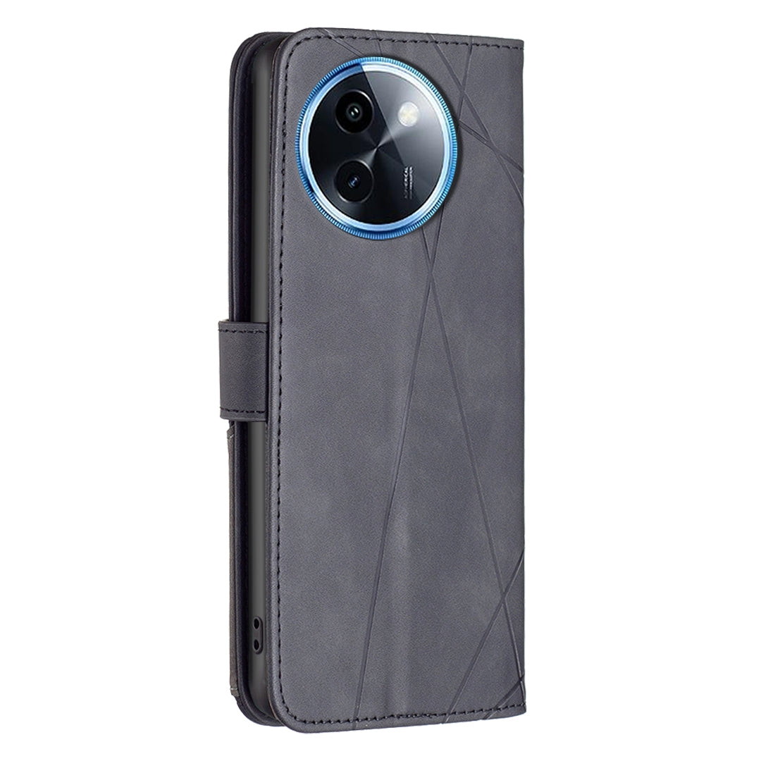 For vivo Y38 5G Rhombus Texture Leather Phone Case with Magnetic Buckle and Card Holder