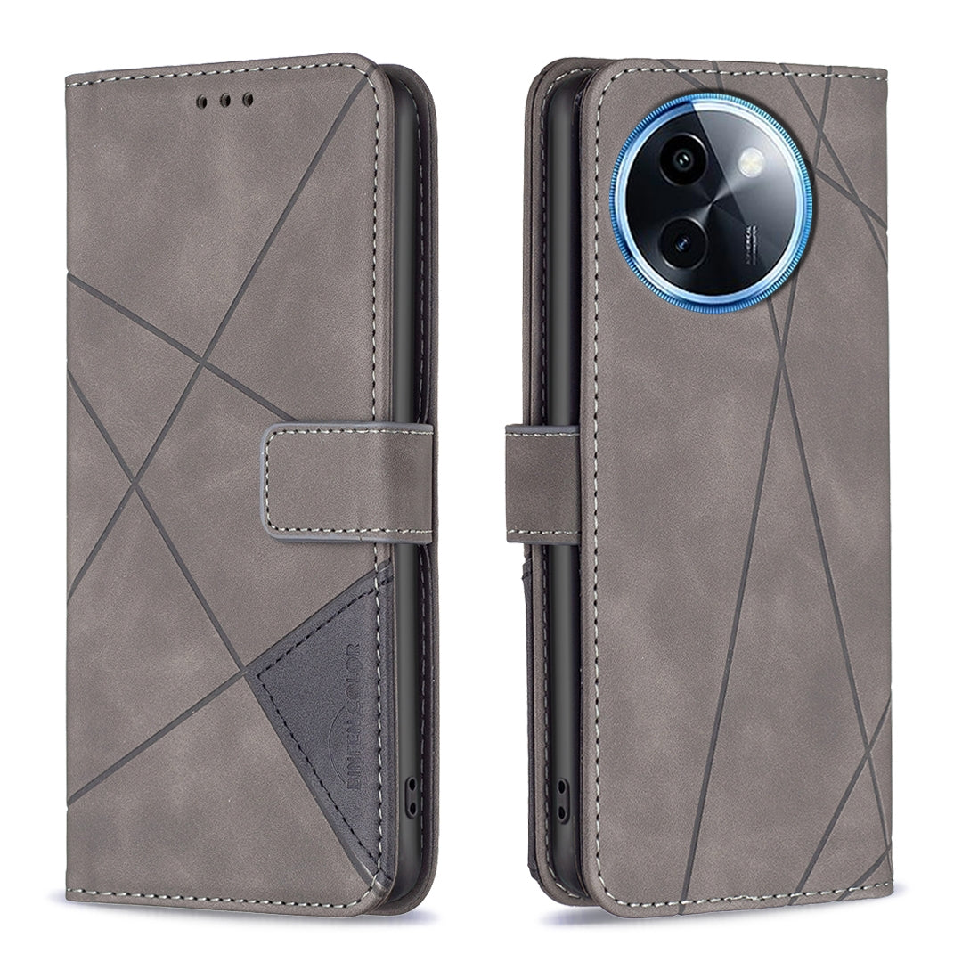 For vivo Y38 5G Rhombus Texture Leather Phone Case with Magnetic Buckle and Card Holder