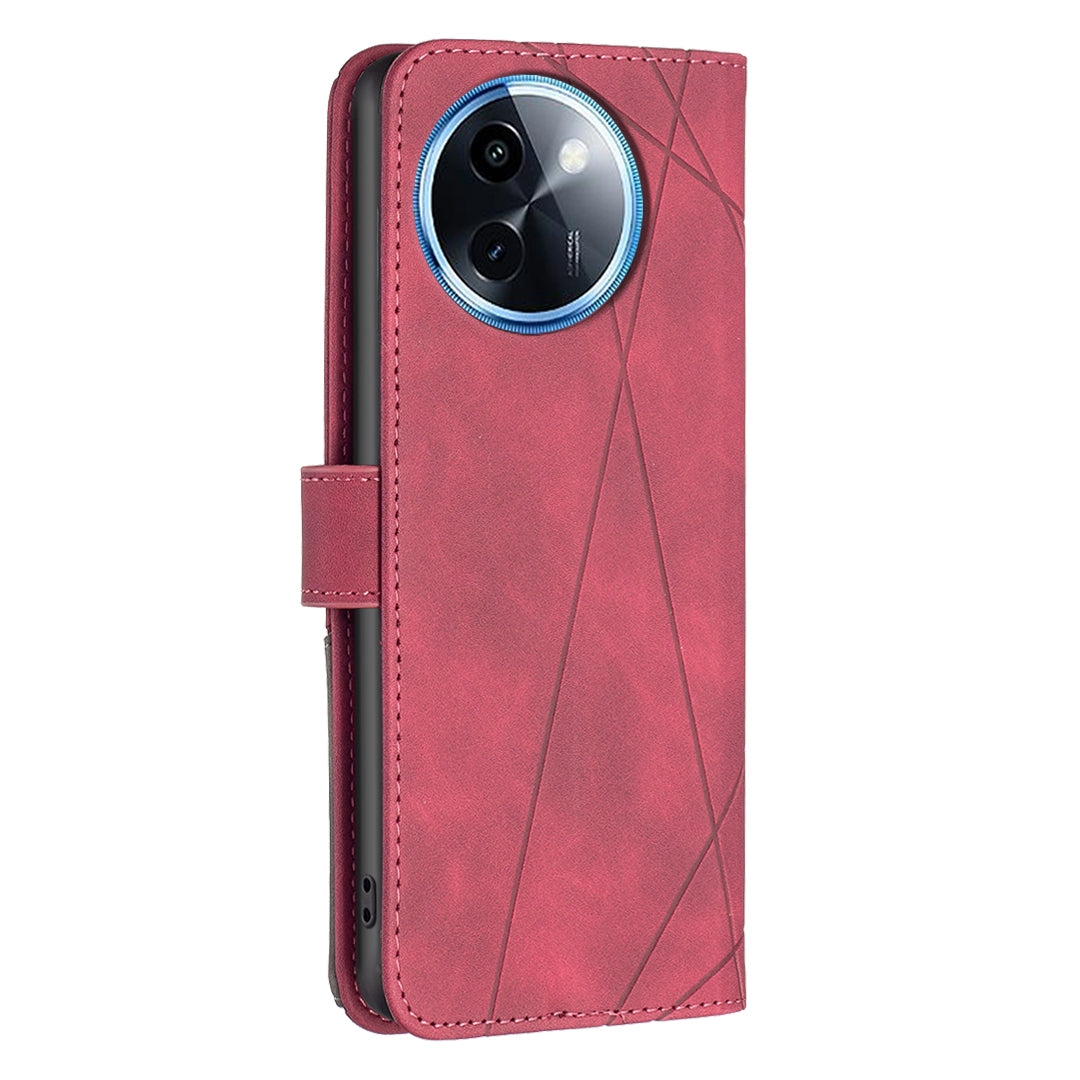 For vivo Y38 5G Rhombus Texture Leather Phone Case with Magnetic Buckle and Card Holder