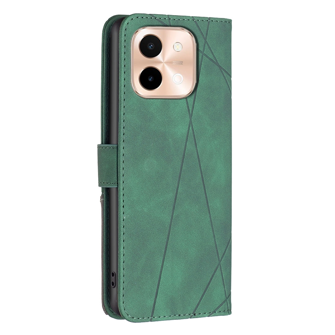 For vivo Y28 4G Rhombus Texture Leather Phone Case with Magnetic Buckle and Card Holder