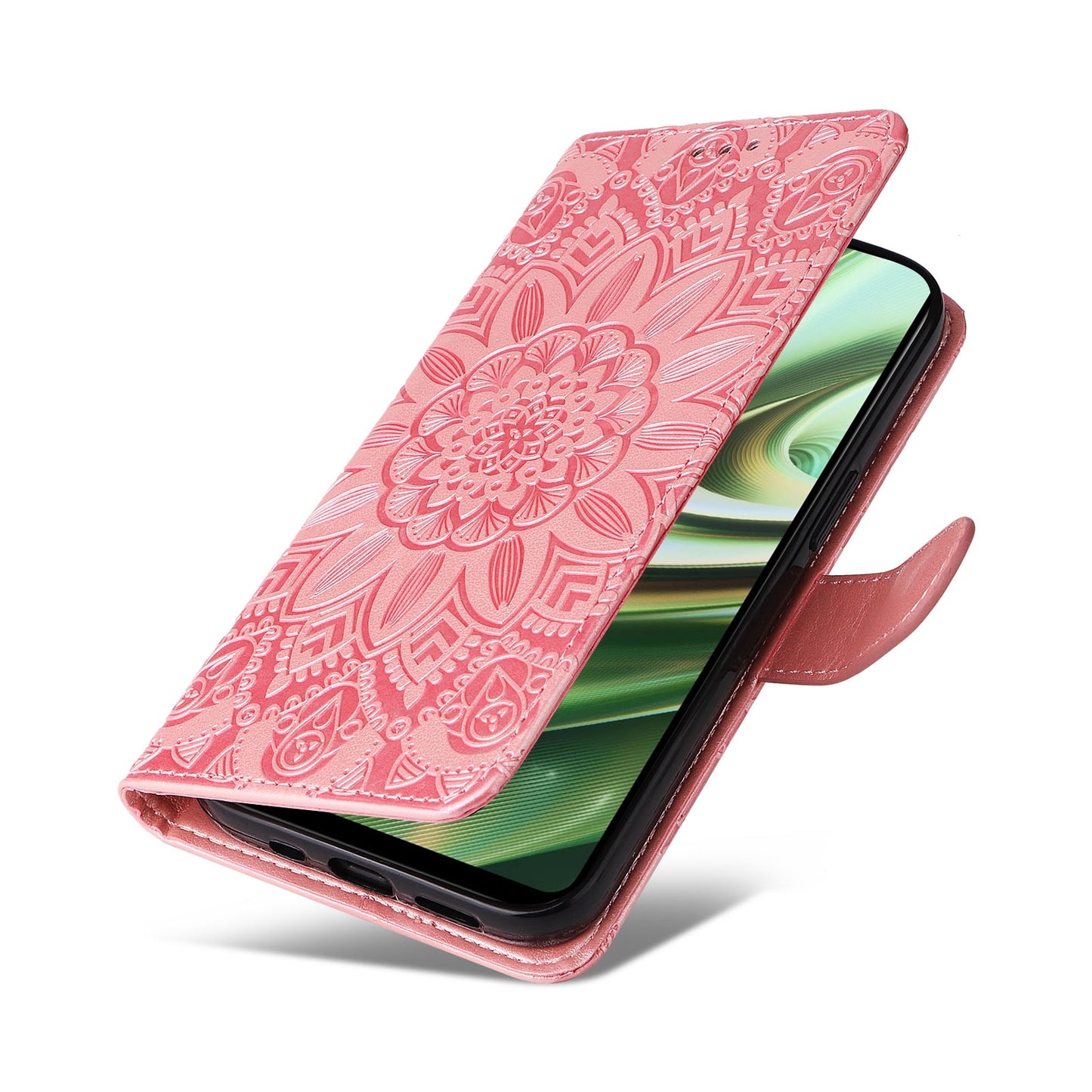 OnePlus Nord CE3 Sunflower Embossed Leather Wallet Phone Case with Kickstand and Card Holder