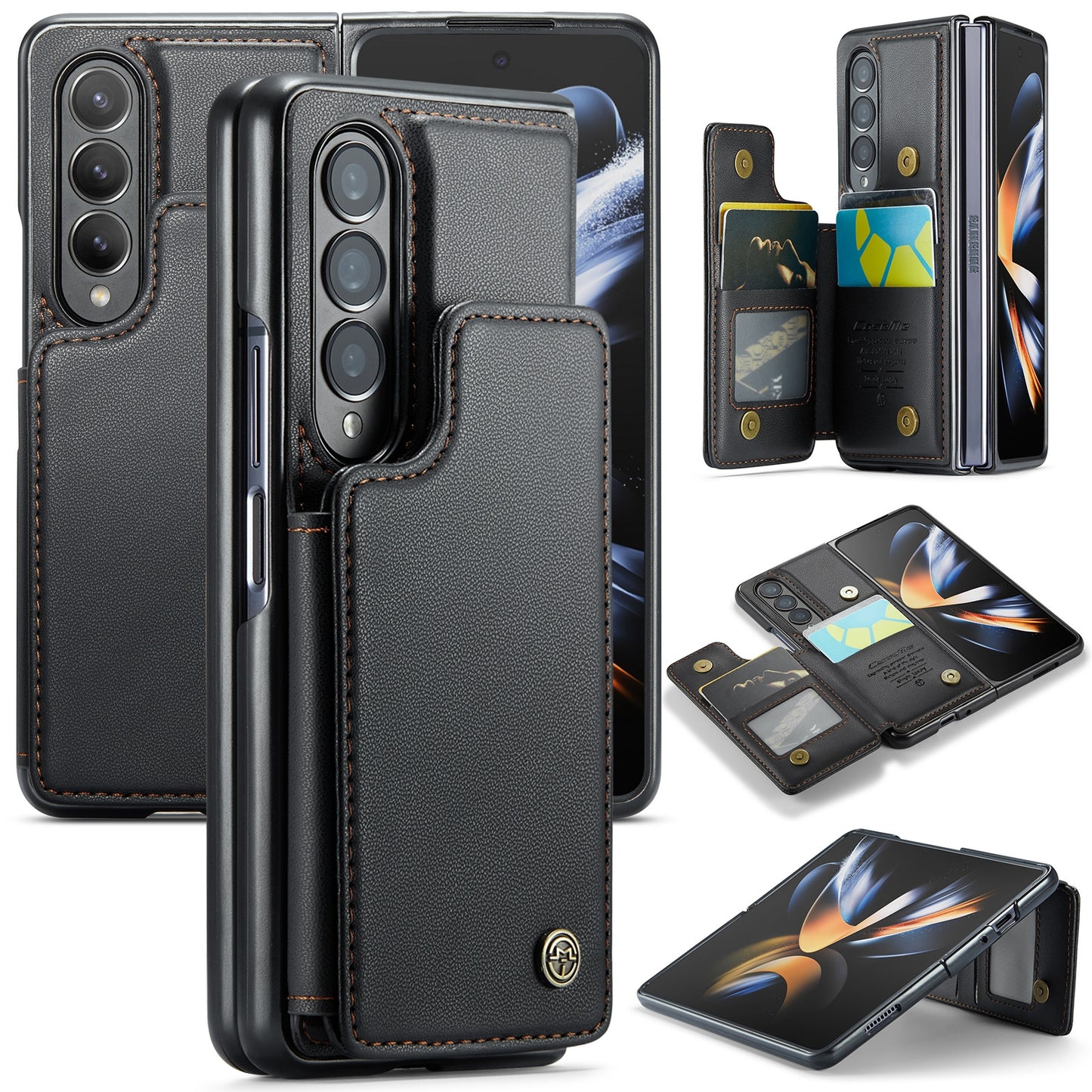 For Samsung Galaxy Z Fold4 CaseMe C22 Card Slots Holder RFID Anti-theft Phone Case