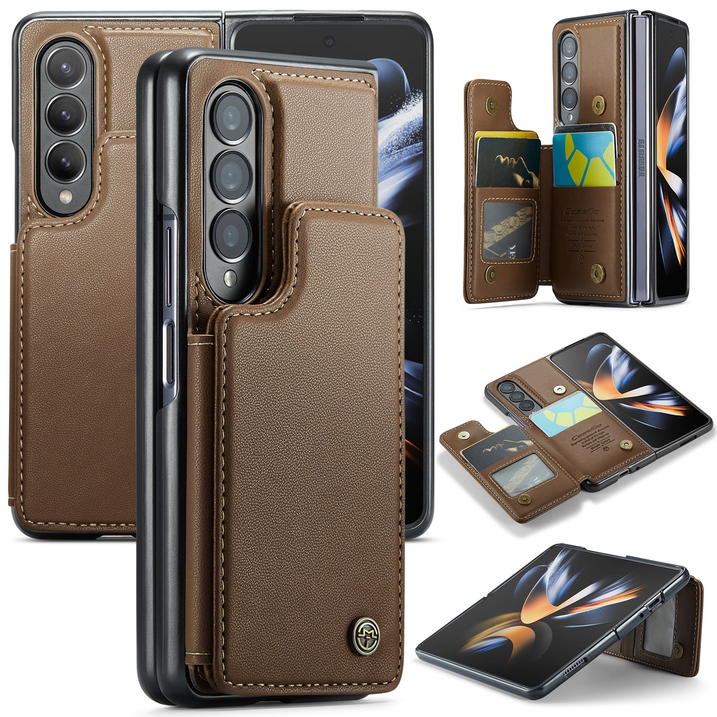 For Samsung Galaxy Z Fold4 CaseMe C22 Card Slots Holder RFID Anti-theft Phone Case