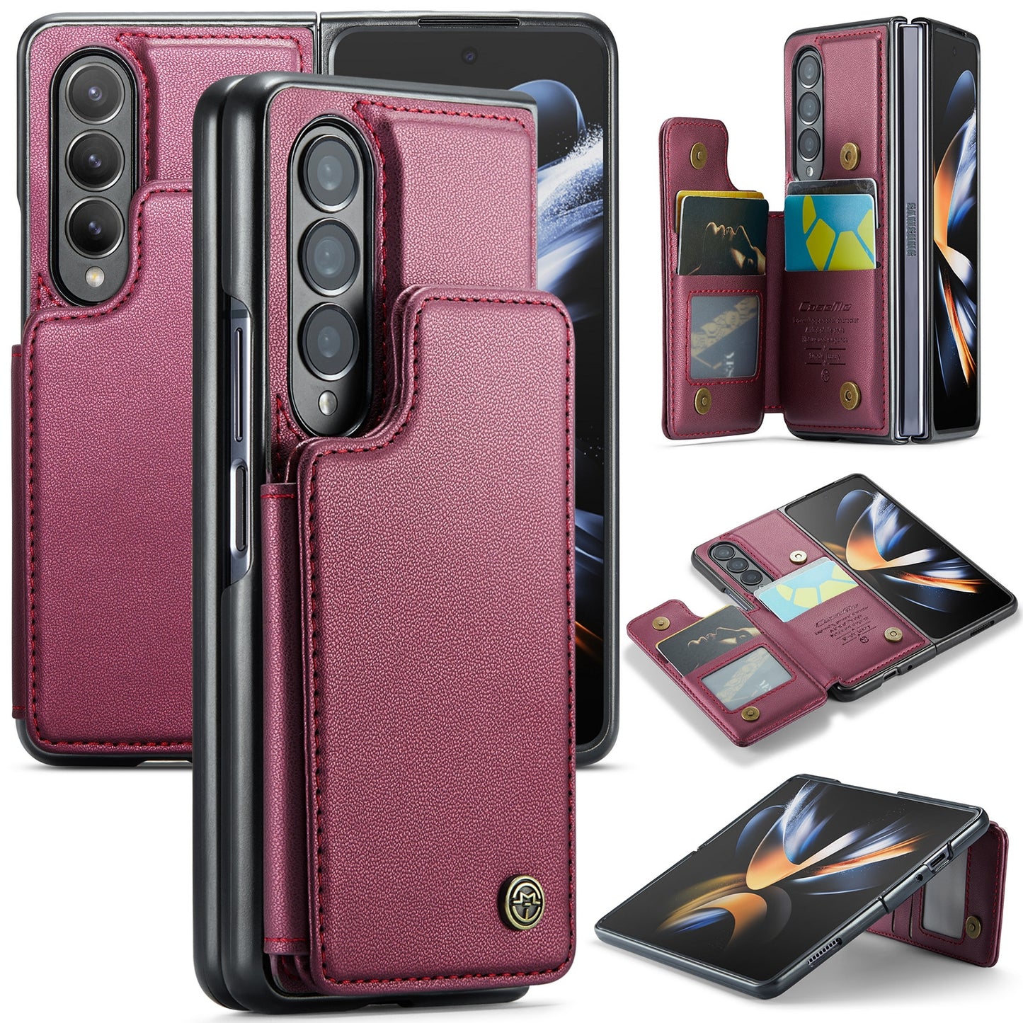 For Samsung Galaxy Z Fold4 CaseMe C22 Card Slots Holder RFID Anti-theft Phone Case