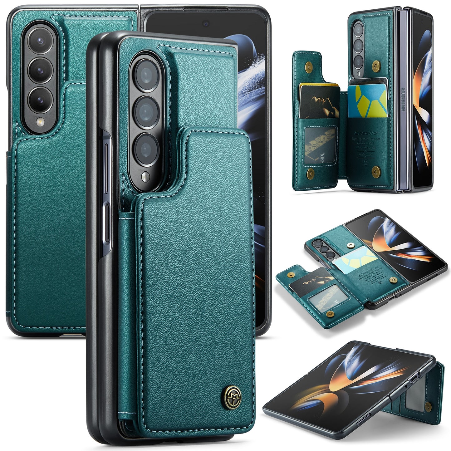 For Samsung Galaxy Z Fold4 CaseMe C22 Card Slots Holder RFID Anti-theft Phone Case