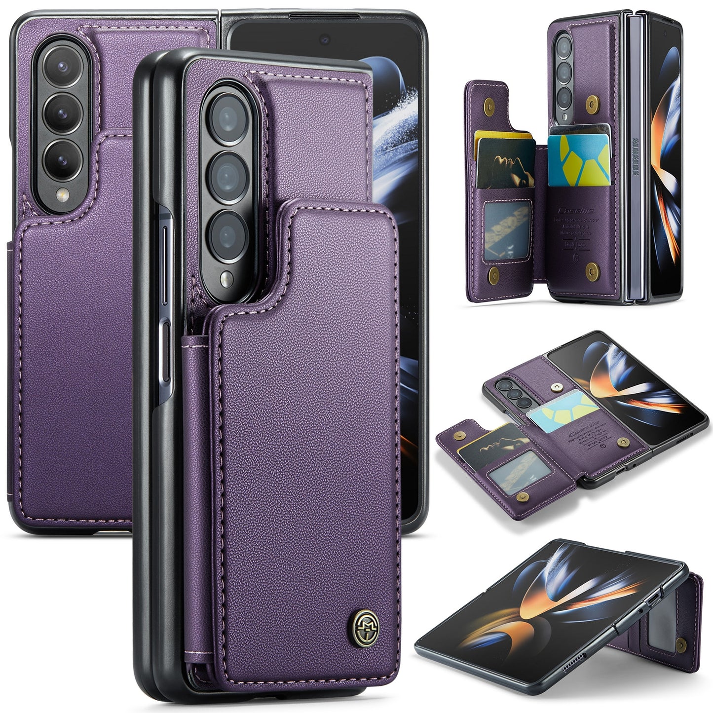 For Samsung Galaxy Z Fold4 CaseMe C22 Card Slots Holder RFID Anti-theft Phone Case