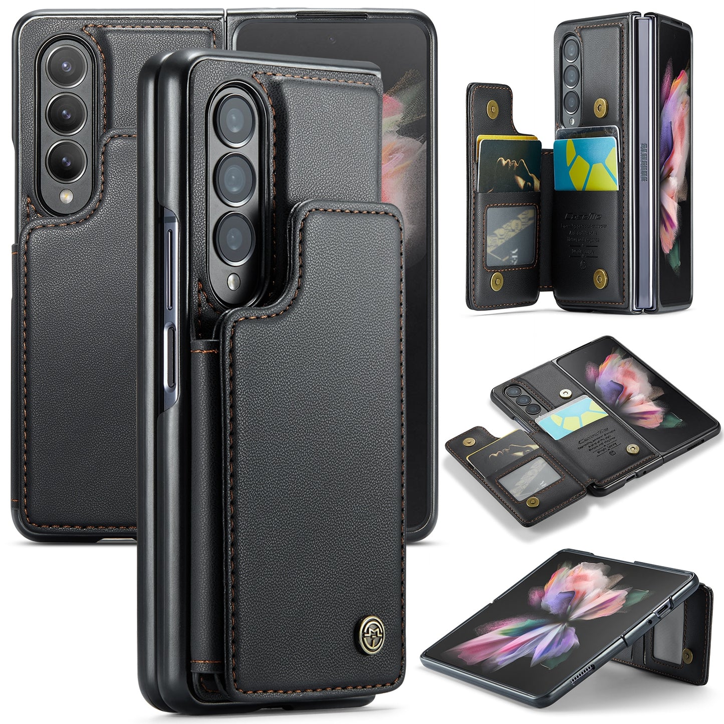 For Samsung Galaxy Z Fold3 CaseMe C22 Card Slots Holder RFID Anti-theft Phone Case